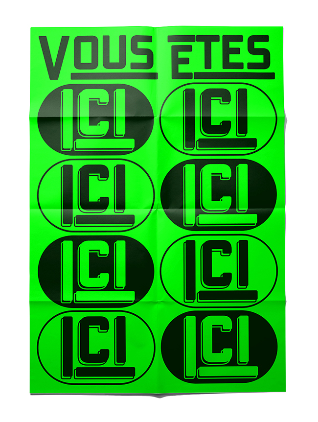 Identité visuelle du festival Vous êtes ici — affiche verte